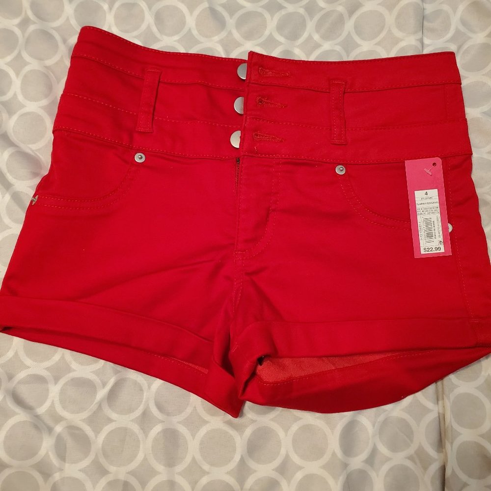 Red Three-button Shorts